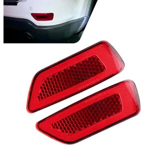 1Pair Rear Bumper Reflector, OEM #57010720AC 57010721AC 57010721 57010721AB 57010721-AB, Compatible with Jeep Grand Cherokee 2011-2021 Dodge Journey 2011-2020 Compass 2011-2017 (Red)