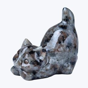 Moonstone Cat Crystal تمثال شفاء Crystal Reiki تأمل الجيب جوهرة الجارديان النحت المنزلي للدراسة الجدول مجموعة ديكور مجموعة الهدية للأحباء