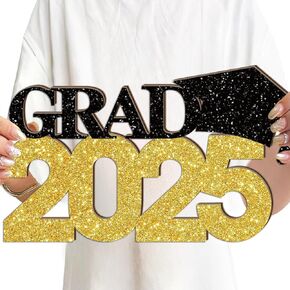 Pink Graduation Decorations 2025 Wood Signs Congrats Grad Wood Photo Booth Props for Class of 2025 Party 15.7x8.9inch Graduation Door Wall Hanger