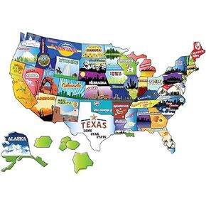 RV State Sticker Travel Map - New No Fade Ink - RV شارات لـ Outside - Camper Van Accesories للاستخدام في الهواء الطلق والداخلي - ملصقات الولايات المتحدة الأمريكية - XL 21in x 15in 50 States Photo Map بواسطة Wander Camp