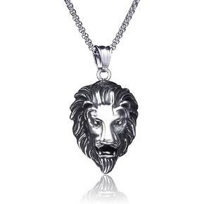 PEAS Punk Stainless Steel Lion Head Pendant Necklace