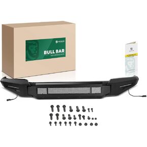 YHTAUTO Bull Bar Push Bar with Skid Plate Light Mount Fit Toyota Tundra 2022-2025, Heavy Duty Steel Brush Guard for Truck Front Bumper Textured Black Off Road Accessories