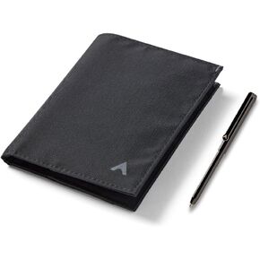 Allett Coin Wallet 2.0 & Pen Bundle | Jet Black, Nylon, RFID Blocking | Velcro Coin Pocket, Slim, Minimalist, Bifold, Water Resistant | Holds 4-24+ Cards, Flat Bills & Receipts | Stainless Steel Pen