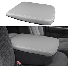 DEYTOP Center Console Cover for 2002-2012 Ram 1500 2500 3500 Accessories Car Armrest Cover for 2005 2008 1500 Ram Anti-Scratch Leather Armrest Protector (Gray PU Leather, 02-12 Jump Seat)