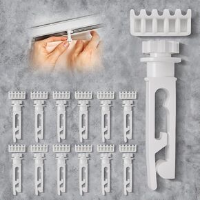 12 Set Vertical Blinds Replacement Stem and Gear, White Vertical Blind Stems Repair Kit Use for Headrail, Curtain Accessories