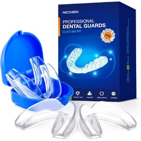 Mouth Guard for Teeth Grinding at Night: Moldable Custom Dental Guard for Sleeping - Nighttime Protection for Teeth Grinding 4 Packs - 12 Cleaning Tablets
