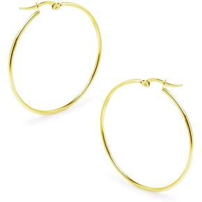 Silverline - انقر فوق Top Hoop Earrings Stainless Steel 10mm - 50mm | نغمة الفضة والأصفر والورس الذهب