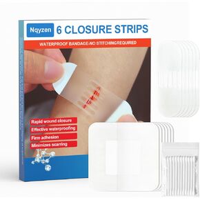 Emergency Wound Closure Strips, 6 Butterfly Bandages - Repair Without Stitches-Quick Clot, Laceration Closure Strips Kit Pu Waterproof Patch and Swabs, Easy to Use, Latex Free, for Cuts and Trauma