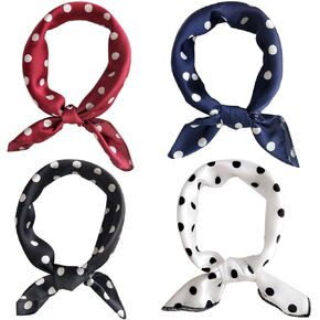 Women Girls Square Scarf, Small Hair Scarf Square Head Neck Scarf Hair Tie Band,4 pcs