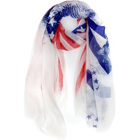MELIFLUOS DESIGNED IN SPAIN USA American Flag Design Scarf for Women and Men Unisex Lightweight Long Soft Scarves