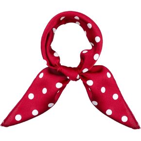 Chiffon Scarf, Red Vintage Dot Silk Scarf for Women Lightweight Neckerchief Elegant Headband Silk Bandana Hair Ties Headscarf for Handbags Purse Headscarf Handkerchief (19.7 Inch)