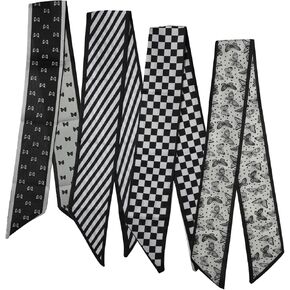 4 PCS Purse Scarf, Multifunctional Bag Scarf for Handbags, Classic and Stylish, Can Be Used as a Bag Hair Towel Gift (Black)