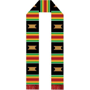 Black Red Yellow Green Scarf African American Graduation Stole Scarf with Red Tassels