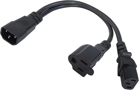 3FT C14 إلى C13+NEMA 5-15R Y كابل تمديد سلك توصيل الطاقة، 10 أمبير، 250 فولت، أسود in Kuwait