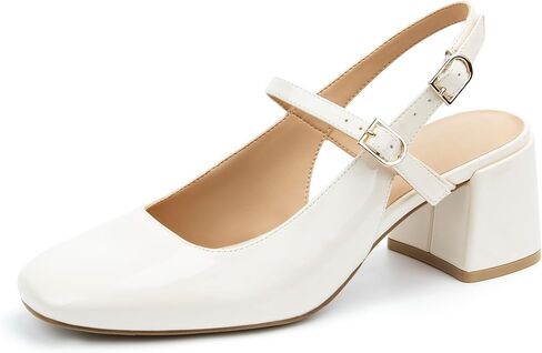 نساء ماري جين مكتنزة منخفضة الكعب مضخات مربع إصبع القدم مشبك حزام حزام حذاء حذاء in Kuwait