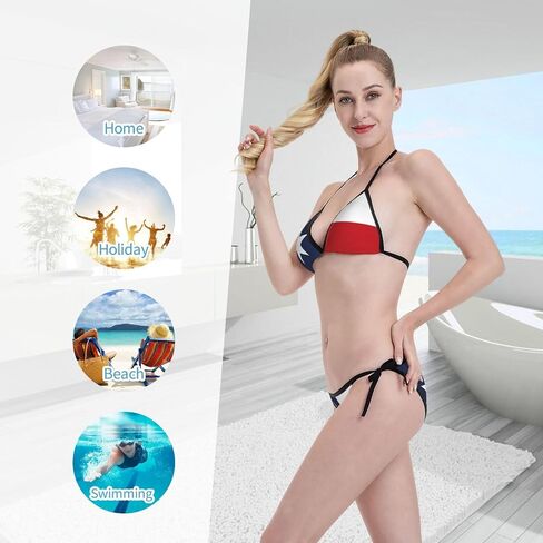 Sexy Two Pieces Bikini Sets for Women Triangle Top & Thong String Tie-Up Swimsuit in Kuwait
