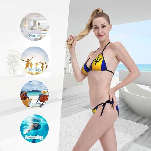 Sexy Two Pieces Bikini Sets for Women Triangle Top & Thong String Tie-Up Swimsuit in Kuwait