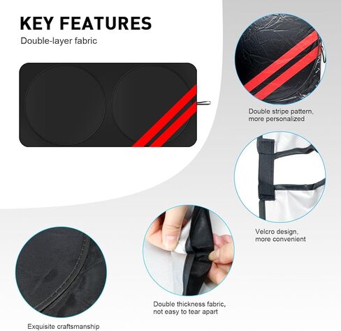 Windshield Sun Shade for Dodge Charger Challenger Durango Ram Accessories Universal Fit to All Dodge Cars Sunshade Foldable Sun Visor Protector Blocks UV Rays Keep Your Car Cooler (Red) in Kuwait