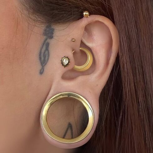 Nose Rings Hoops 16G: 316L Stainless Steel Septum Rings Hoops Gold, Hinged Segment Nose Lips Helix Cartilage Clicker Hoop Earrings Piercing Rings for Women Men 8mm in Saudi Arabia