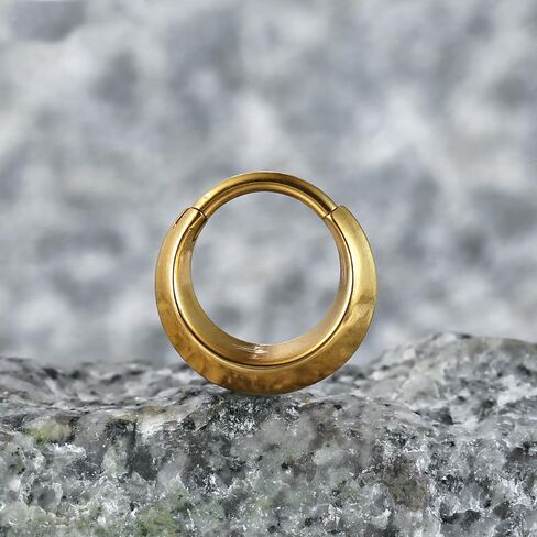 Nose Rings Hoops 16G: 316L Stainless Steel Septum Rings Hoops Gold, Hinged Segment Nose Lips Helix Cartilage Clicker Hoop Earrings Piercing Rings for Women Men 8mm in Saudi Arabia