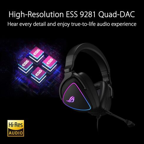 ASUS ROG Delta II Wireless Gaming Headset (BT, ROG SpeedNova 2.4GHz, 3.5mm, 50mm Titanium-Plated Drivers, 10mm Super-Wideband Mic, 110HR Battery, DualFlow Audio, for PC, Switch, PS5, Xbox)- Black in Saudi Arabia