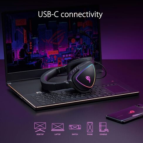 ASUS ROG Delta II Wireless Gaming Headset (BT, ROG SpeedNova 2.4GHz, 3.5mm, 50mm Titanium-Plated Drivers, 10mm Super-Wideband Mic, 110HR Battery, DualFlow Audio, for PC, Switch, PS5, Xbox)- Black in Saudi Arabia
