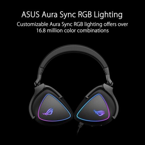 ASUS ROG Delta II Wireless Gaming Headset (BT, ROG SpeedNova 2.4GHz, 3.5mm, 50mm Titanium-Plated Drivers, 10mm Super-Wideband Mic, 110HR Battery, DualFlow Audio, for PC, Switch, PS5, Xbox)- Black in Saudi Arabia