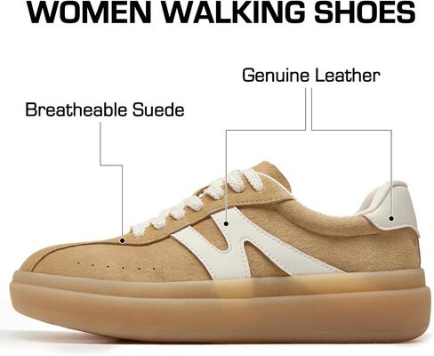 somiliss Sneakers for Women Non-Slip Walking Shoes Leather Suede Upper | Ideal for tennis and walking, fashionable sneakers for daily wear, leather and suede upper for comfort, non-slip TPR outsole in Saudi Arabia
