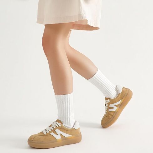 somiliss Sneakers for Women Non-Slip Walking Shoes Leather Suede Upper | Ideal for tennis and walking, fashionable sneakers for daily wear, leather and suede upper for comfort, non-slip TPR outsole in Saudi Arabia