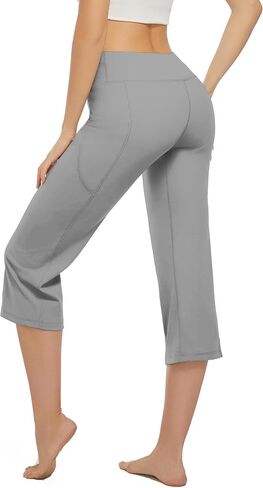 3 Pack Yoga Pants Women's Yoga Capris Pants High Waist Leggings Crop Athletic Exercise Workout Capris Straight Leg 21" in Kuwait