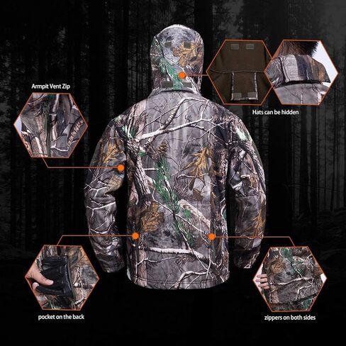 YEVHEV Quiet Hunting Clothes Clothing Suit Gear Camouflage Hoodie Jacket Pants in Saudi Arabia