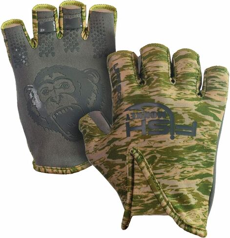Fish Monkey FM18-GRWTRCAM-L Stubby Guide Glove Green Water Camo L in Kuwait