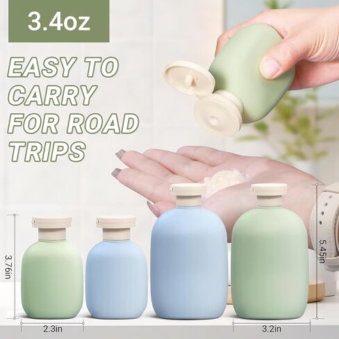3.4oz Travel Bottle with Flip Cap, Leak Proof Squeeze Bottles, Refillable Plastic Travel Containers for Creams, Lotion, Foundation, Shampoo, Conditioner in Kuwait