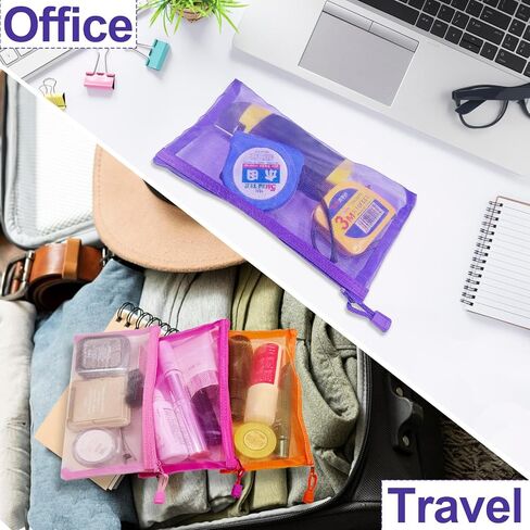 Mesh Pouches(6 Pack), Small Mesh Bags with Zipper Nylon Makeup Pouches Bag Cosmetic Pouch Travel Purse Organizer Insert Diaper Inside Bag Organizers Home Organizing Size See Through Cute Colors in Saudi Arabia