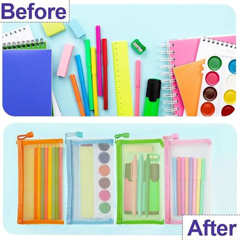 Mesh Pouches(6 Pack), Small Mesh Bags with Zipper Nylon Makeup Pouches Bag Cosmetic Pouch Travel Purse Organizer Insert Diaper Inside Bag Organizers Home Organizing Size See Through Cute Colors in Saudi Arabia