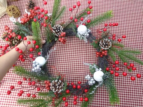 20 PCS Burgundy Red Berry Pick (@ 10.5 "H) (W 1.5cm Berries) لعيد الميلاد DIY Decoration: Tree Tree Wreath Garland Premade Home Obe أو Summer Summer الصينية نيويورك. in Saudi Arabia