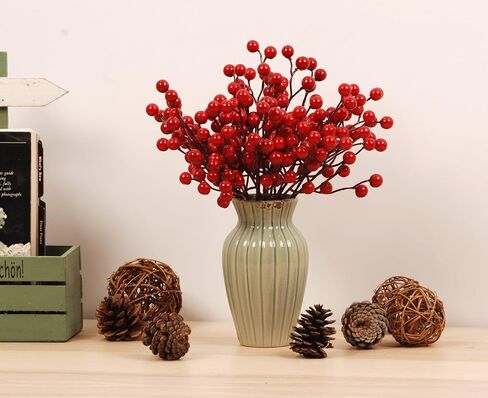 20 PCS Burgundy Red Berry Pick (@ 10.5 "H) (W 1.5cm Berries) لعيد الميلاد DIY Decoration: Tree Tree Wreath Garland Premade Home Obe أو Summer Summer الصينية نيويورك. in Saudi Arabia