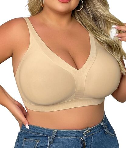 Shaperx Women's Deep V Everyday Bras Wireless Comfor in Kuwait