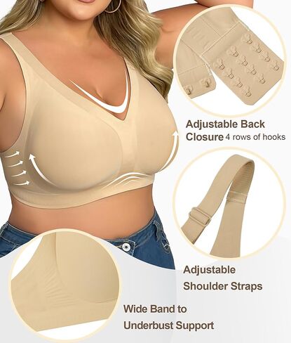 Shaperx Women's Deep V Everyday Bras Wireless Comfor in Kuwait