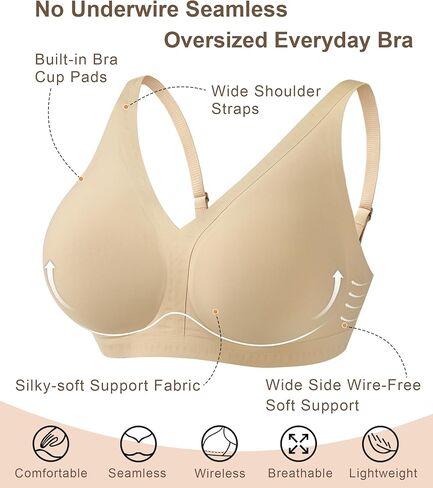 Shaperx Women's Deep V Everyday Bras Wireless Comfor in Kuwait