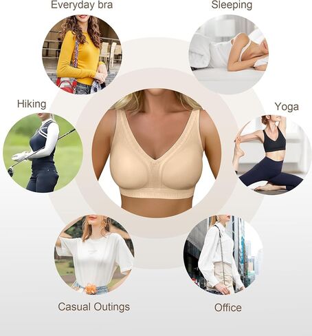 Shaperx Women's Deep V Everyday Bras Wireless Comfor in Kuwait