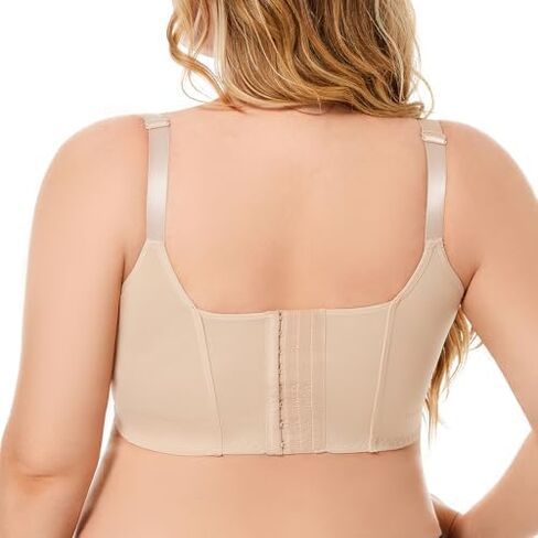 Women's Plus Size Bra Seamless Deep V Support Soft Underwire Push-up Bras Adjustable Straps Bralette in Saudi Arabia