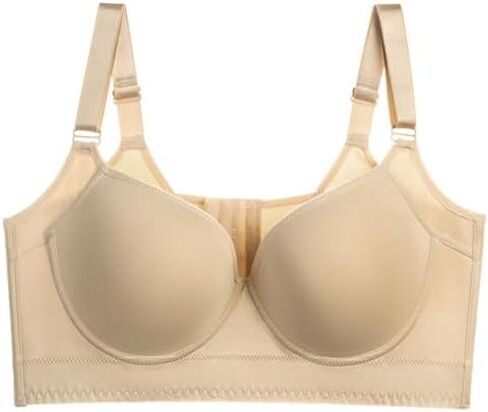 Women's Plus Size Bra Seamless Deep V Support Soft Underwire Push-up Bras Adjustable Straps Bralette in Saudi Arabia