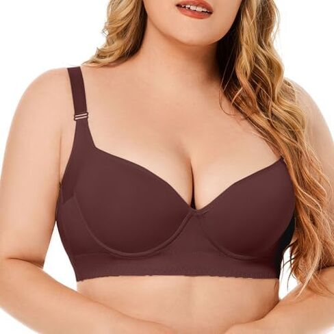 Women's Plus Size Bra Seamless Deep V Support Soft Underwire Push-up Bras Adjustable Straps Bralette in Saudi Arabia
