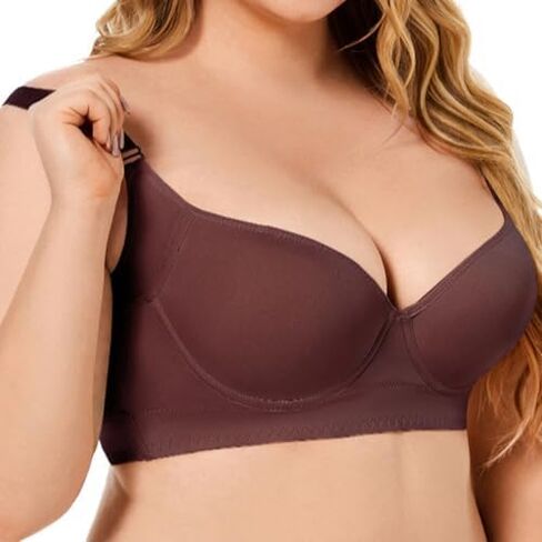 Women's Plus Size Bra Seamless Deep V Support Soft Underwire Push-up Bras Adjustable Straps Bralette in Saudi Arabia