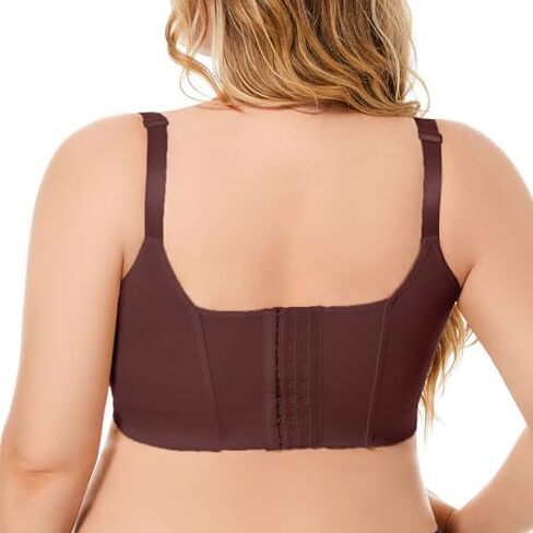 Women's Plus Size Bra Seamless Deep V Support Soft Underwire Push-up Bras Adjustable Straps Bralette in Saudi Arabia
