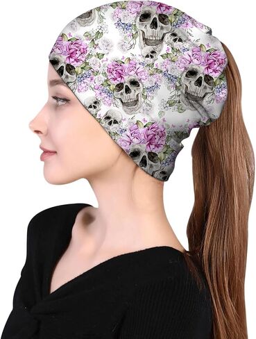 Turquoise Butterfly Women's Slouchy Beanie Hat Cute Turban Hats Cancer Headwear Caps Baggy Skull Sleep Scarf in Saudi Arabia