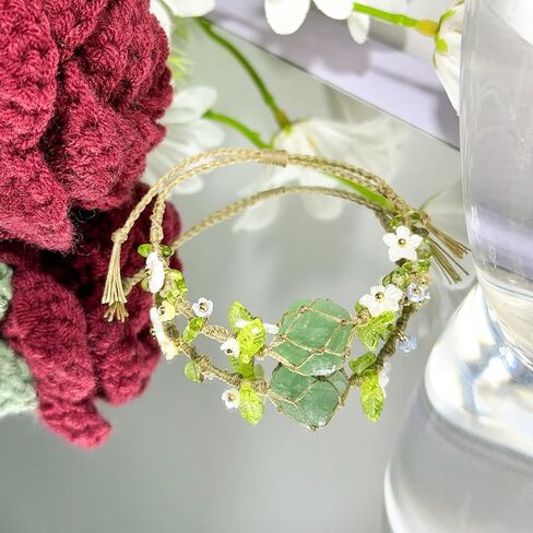 Crystal Bracelet for Women Beach Boho Bracelets Summer Natural Stone Energy Healing Crystals Bracelets Quartz Jewelry Braided Adjustable Anxiety Bracelet for Graduation Birthday Gift in Kuwait