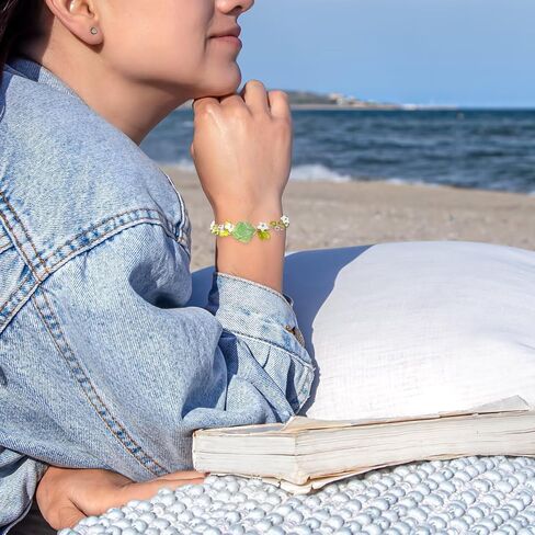 Crystal Bracelet for Women Beach Boho Bracelets Summer Natural Stone Energy Healing Crystals Bracelets Quartz Jewelry Braided Adjustable Anxiety Bracelet for Graduation Birthday Gift in Kuwait