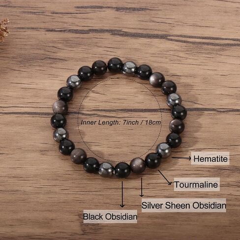 Triple Empath Protection Bracelet for Women Men, Natural Healing Crystal Bracelet in Saudi Arabia